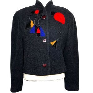 Zapa Mellow Di vintage Art Deco Cashmere cropped jacket Made in France R$350